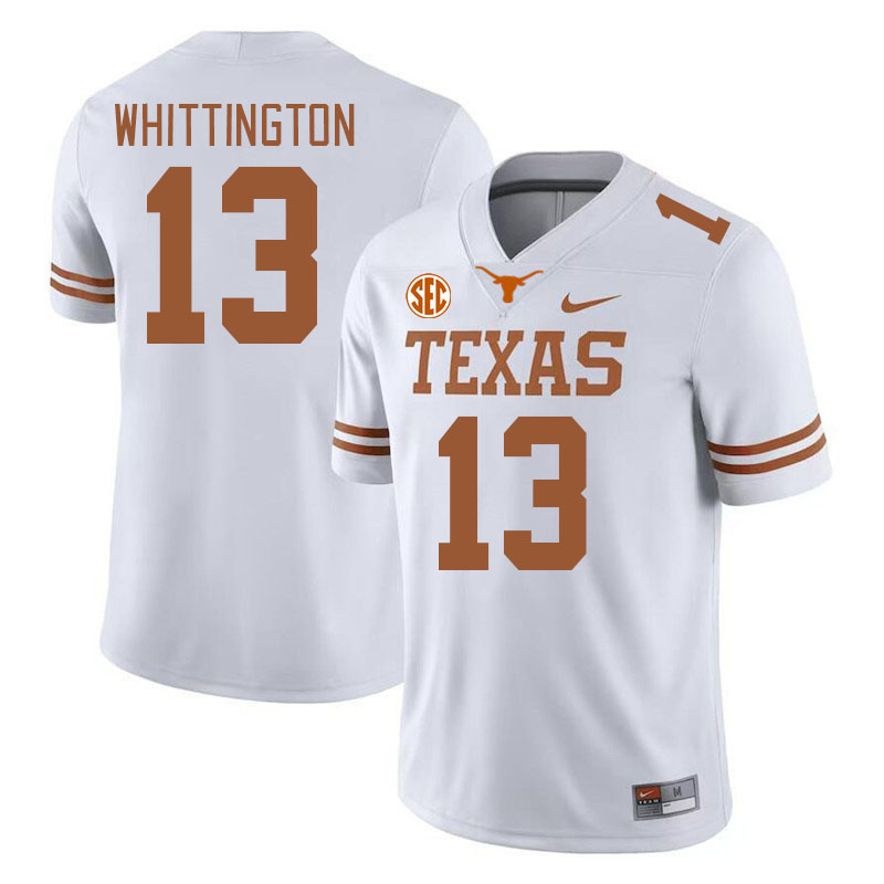 # 13 Jordan Whittington Texas Longhorns Jerseys Football Stitched-White